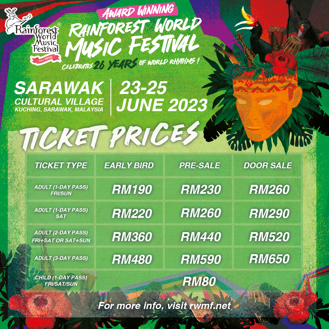 rainforest world music festival 2023 ticket prices