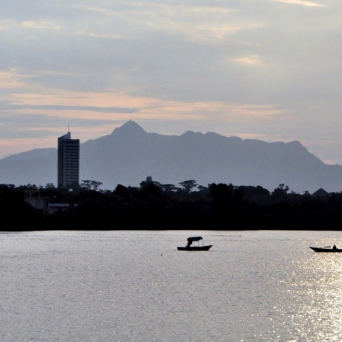 Sunset River Cruise - Distant view of Mt Serapi