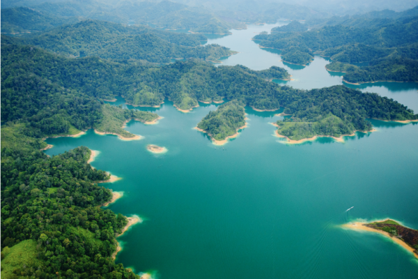 Batang Ai National Park fringed by a lake