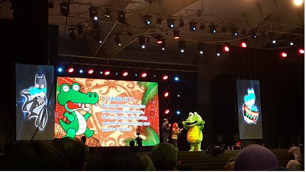 Emcees introduce BUBU, the crocodile mascot of VISIT SIBU YEAR 2017