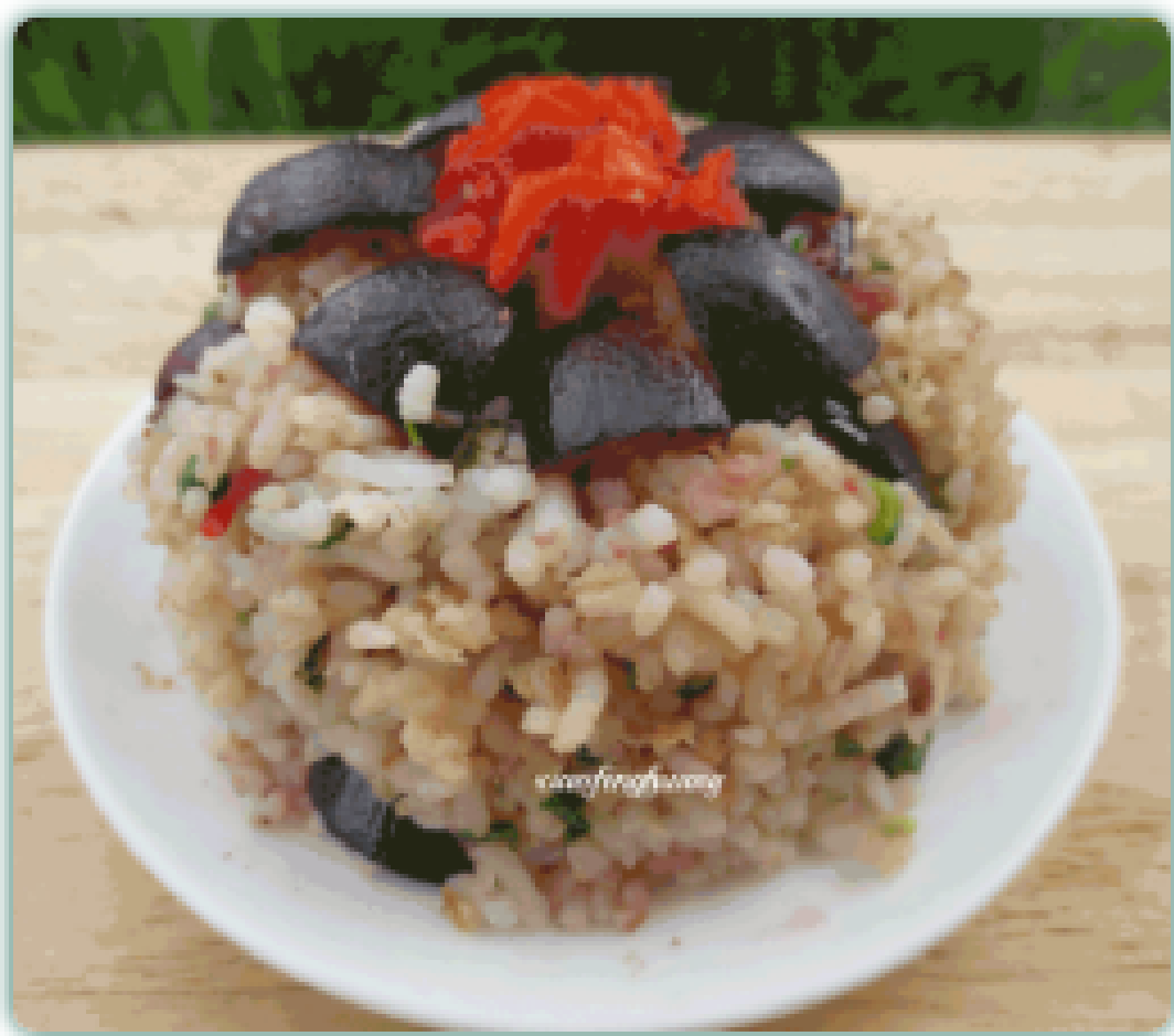 Full-grain black olives fried rice