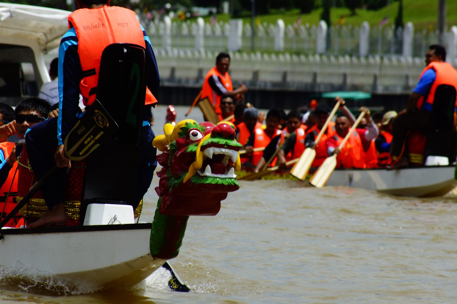 A dragon head sits on the prow of one of the traditional race boats used during the Sarawak International Dragon Boat Regatta. Pic: Ministry of Tourism, Arts &amp; Culture Sarawak