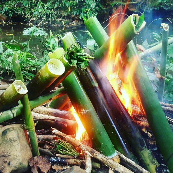 Cooking in bamboo stalk